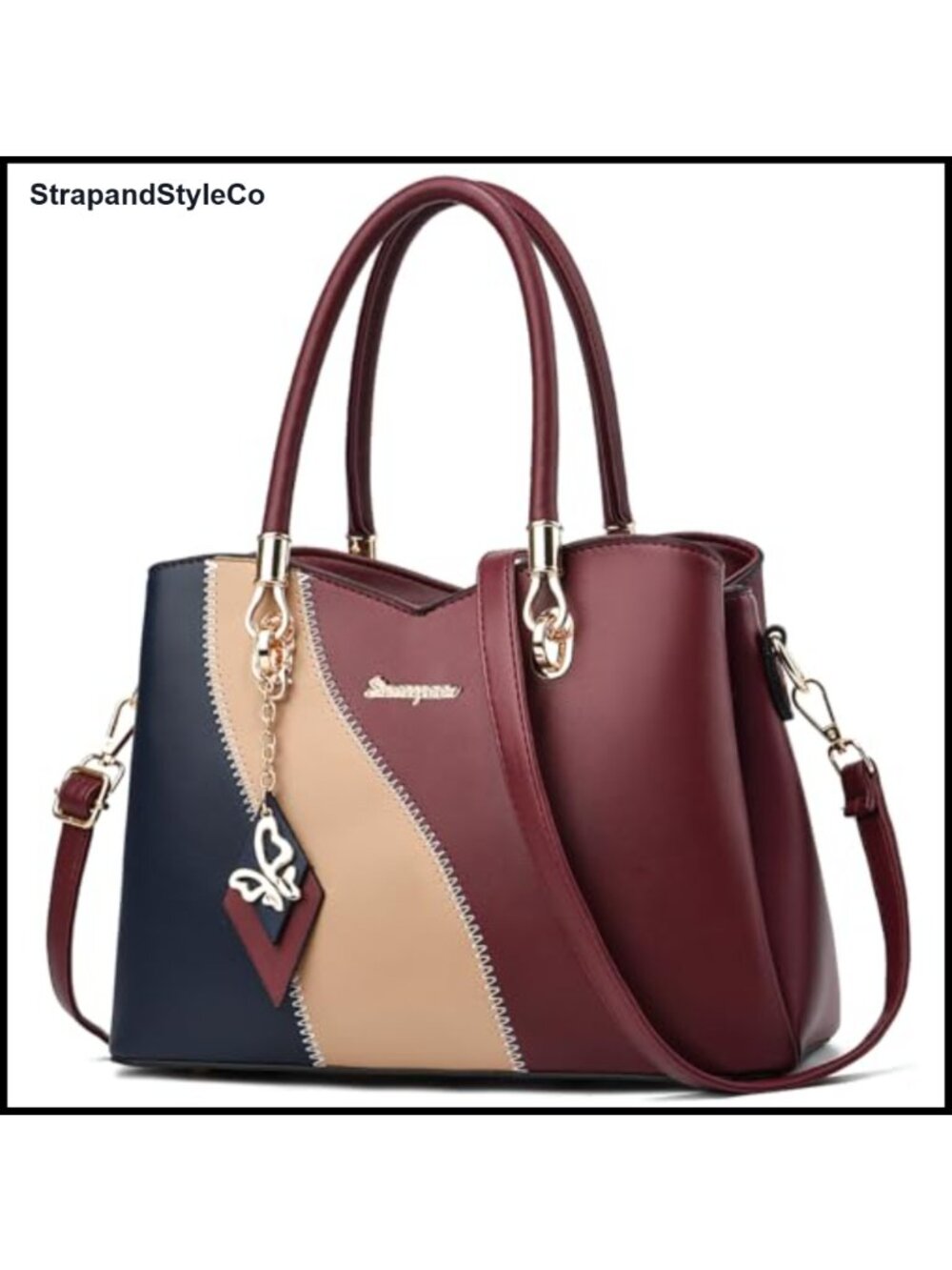 Synthetic Leather Satchel Top Handle Tote Shoulder Crossbody Bag